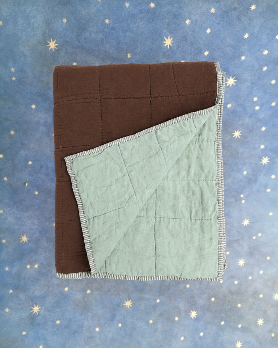 Pure Linen CARAVAN BUNK Quilt | Cocoa and Mist