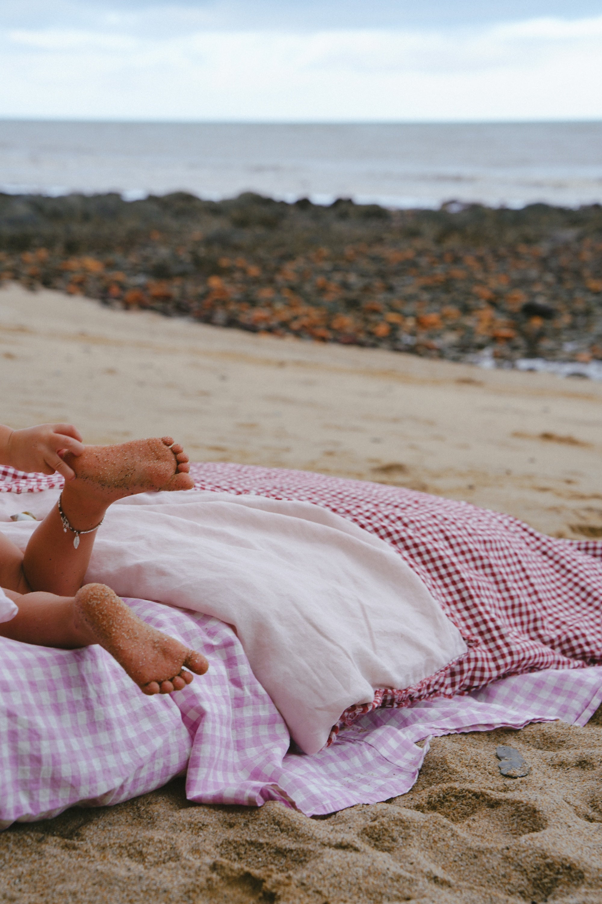 Pure Linen Quilt Cover | Mulberry Gingham and Apricot