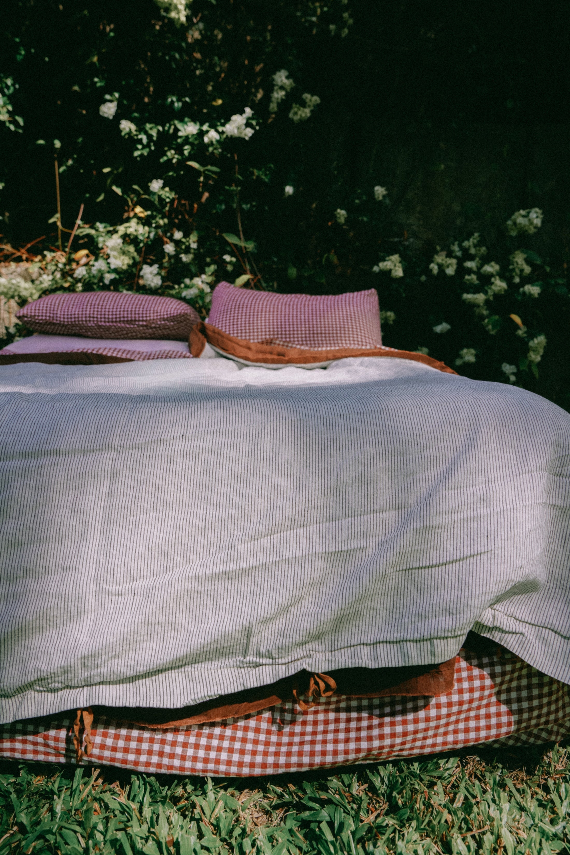 Pure Linen Quilt Cover | Cocoa and Pinstripe