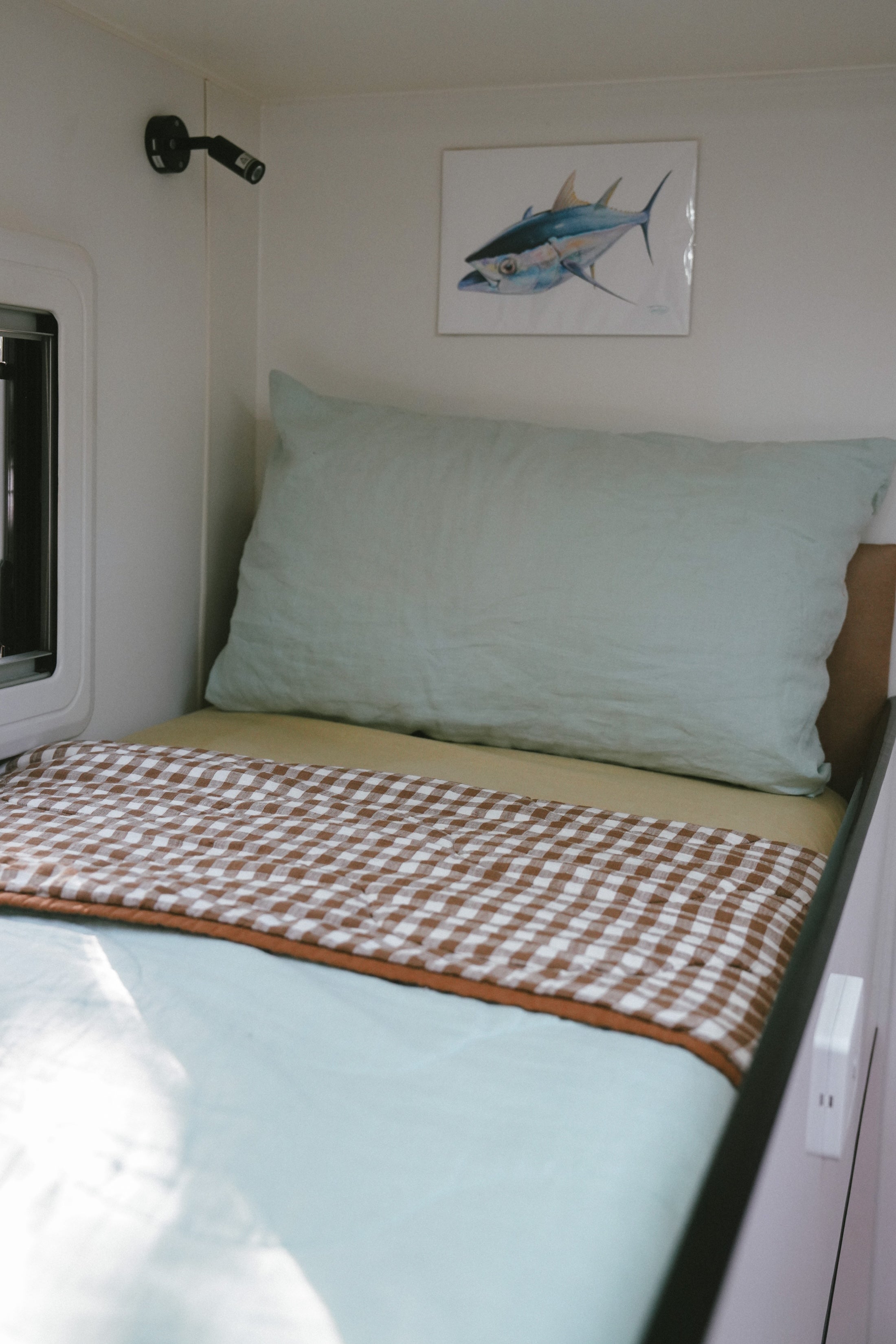 Pure Linen CARAVAN BUNK Quilt | Coco Gingham and Seamist