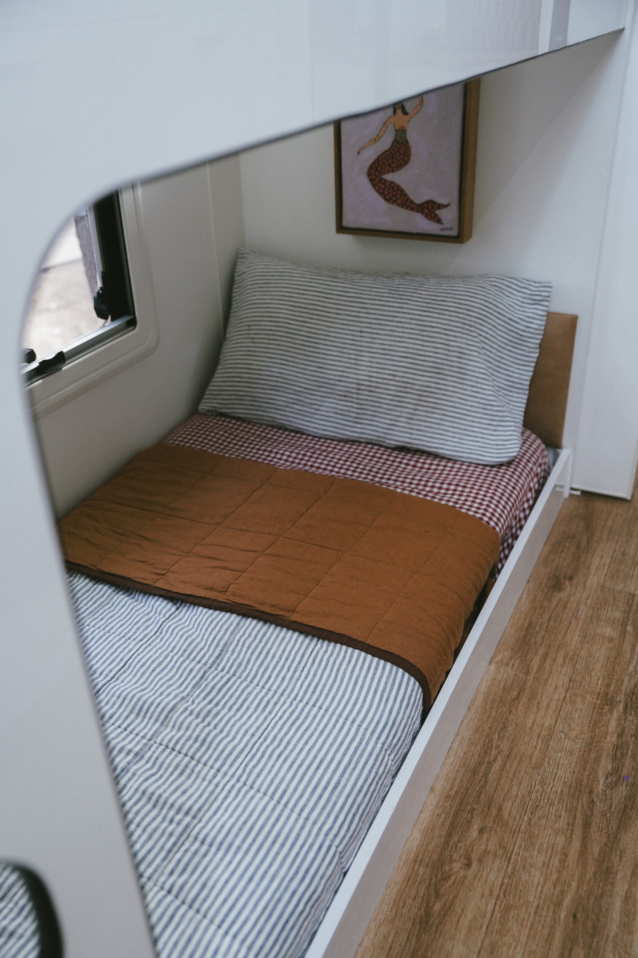 Pure Linen CARAVAN BUNK Quilt | Cobalt and Toffee