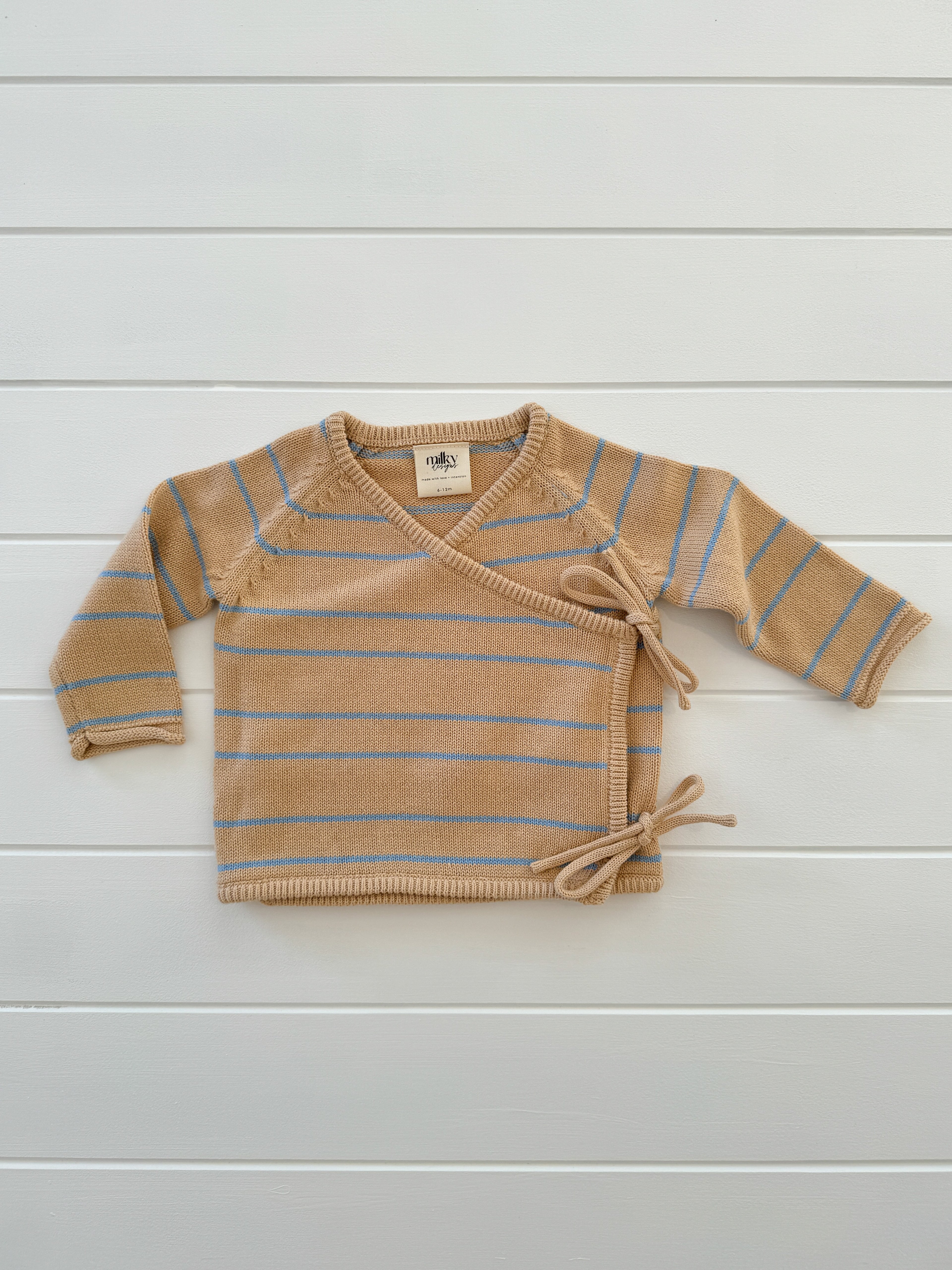 Essential Wrap Cardigan - blue stripe