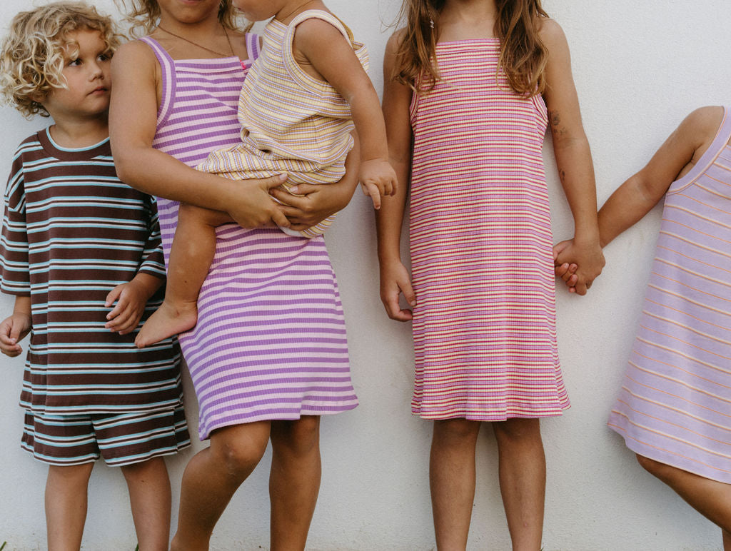 Bobbi Rib Dress - Raspberry stripe