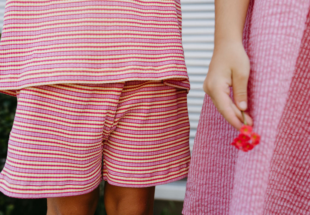 Basics Rib Set - Raspberry stripe