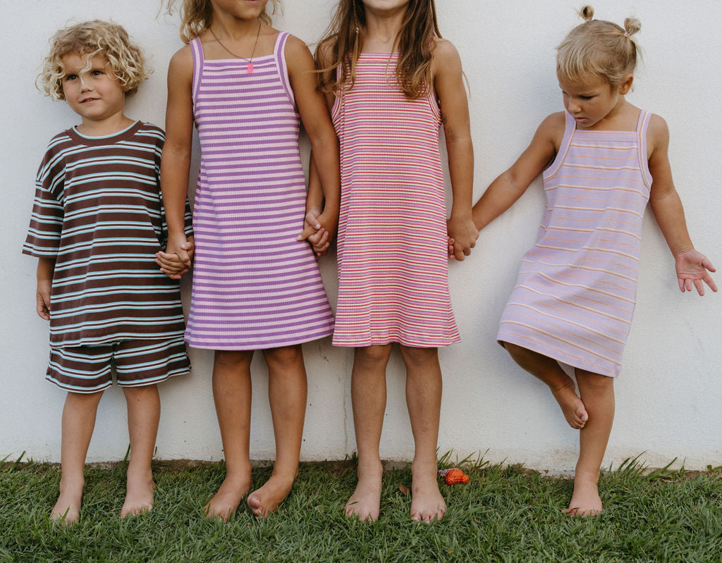 Bobbi Rib Dress - Orchid stripe