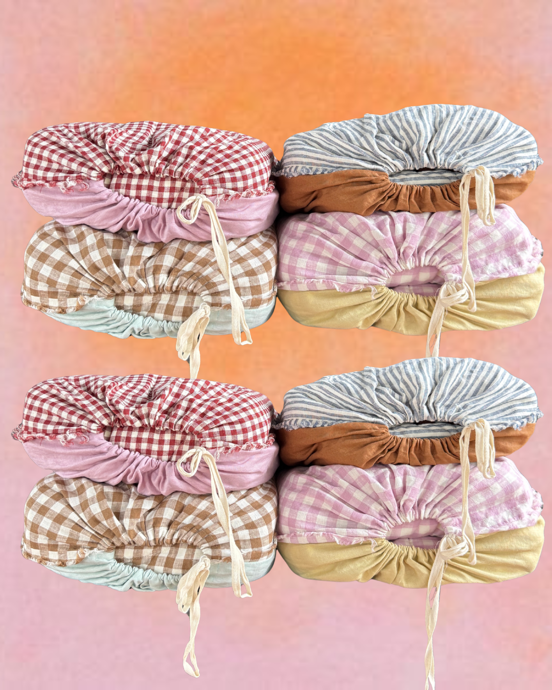 Pure Linen CARAVAN BUNK Quilt | Mulberry Gingham and Lilac
