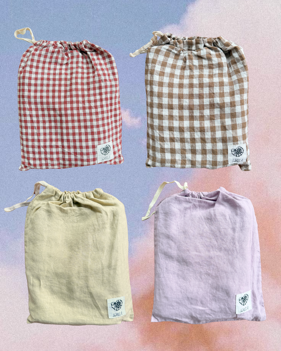 Pure Linen CARAVAN BUNK Fitted Sheet | Coco Gingham