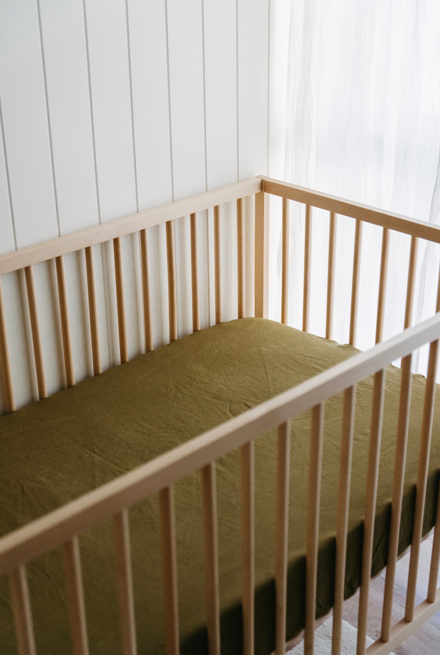 Olive Linen Cot Sheet