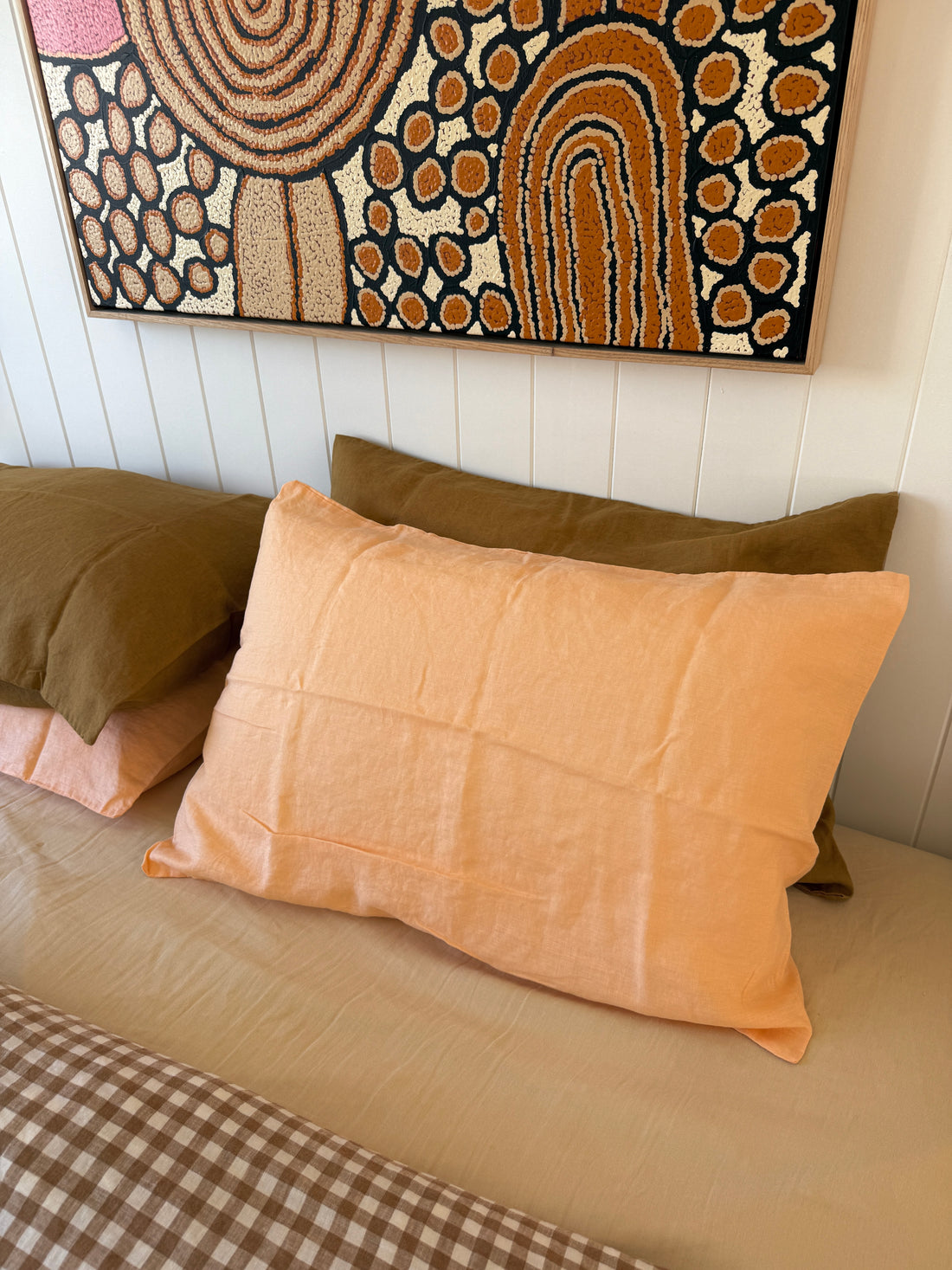 Peach Linen Pillow Slip