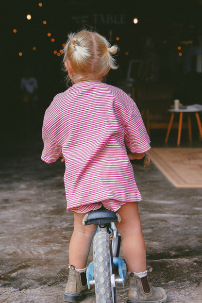 Basics Rib Set - Raspberry stripe