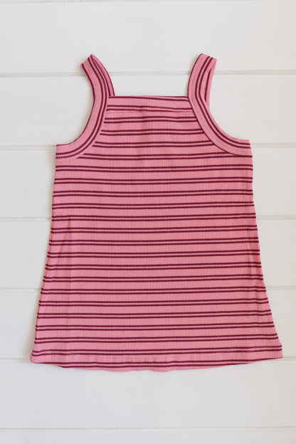 Bobbi Rib Dress - Pink and Red stripe