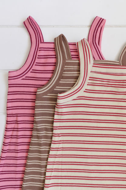 Bobbi Rib Dress - Red stripe