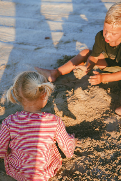Basics Rib Set - Raspberry stripe