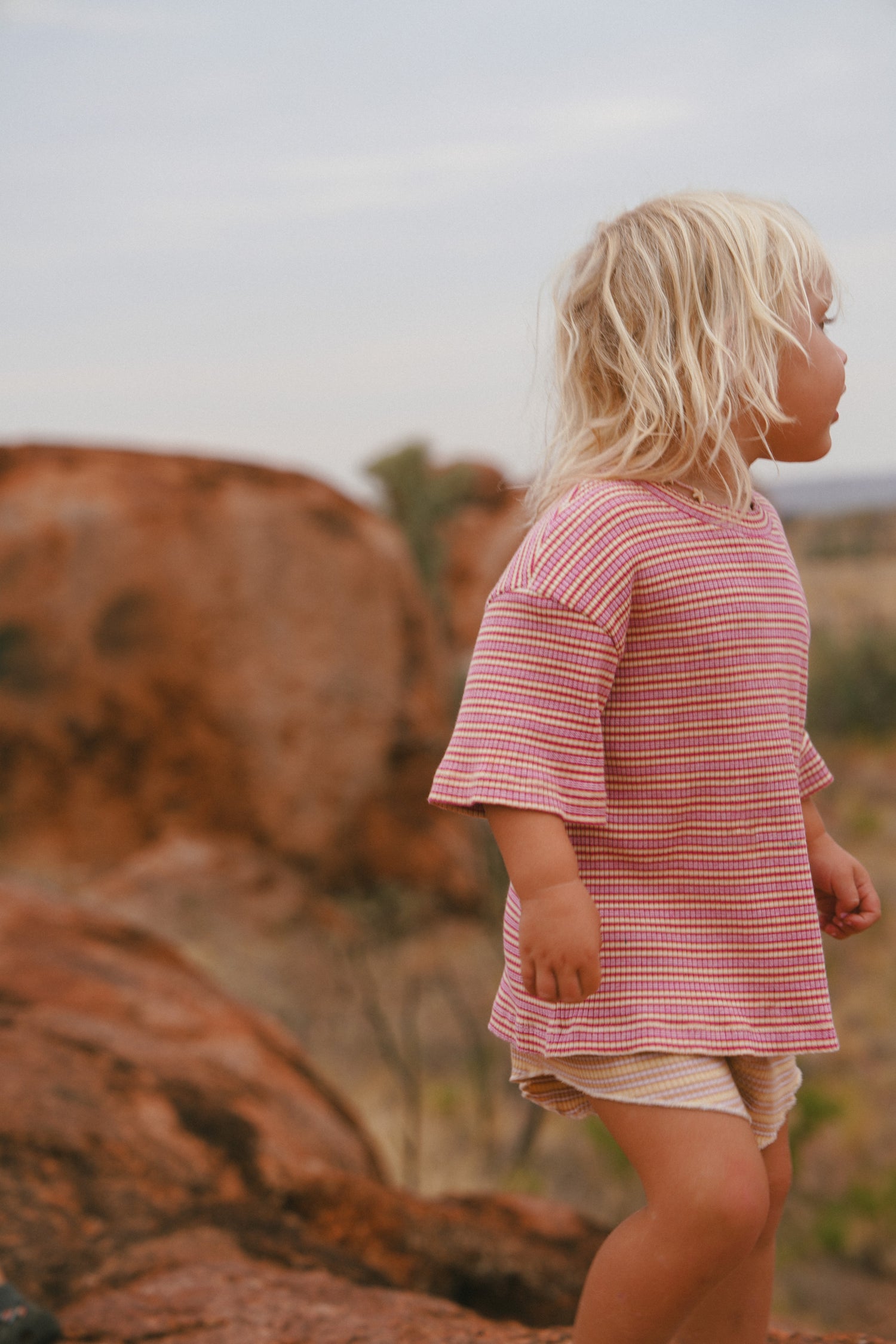 Basics Rib Set - Raspberry stripe