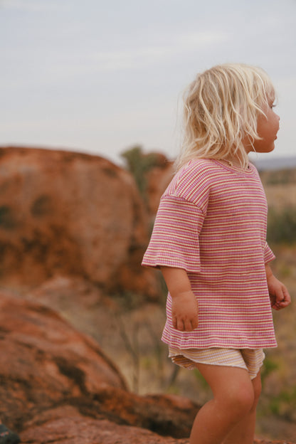 Basics Rib Set - Raspberry stripe