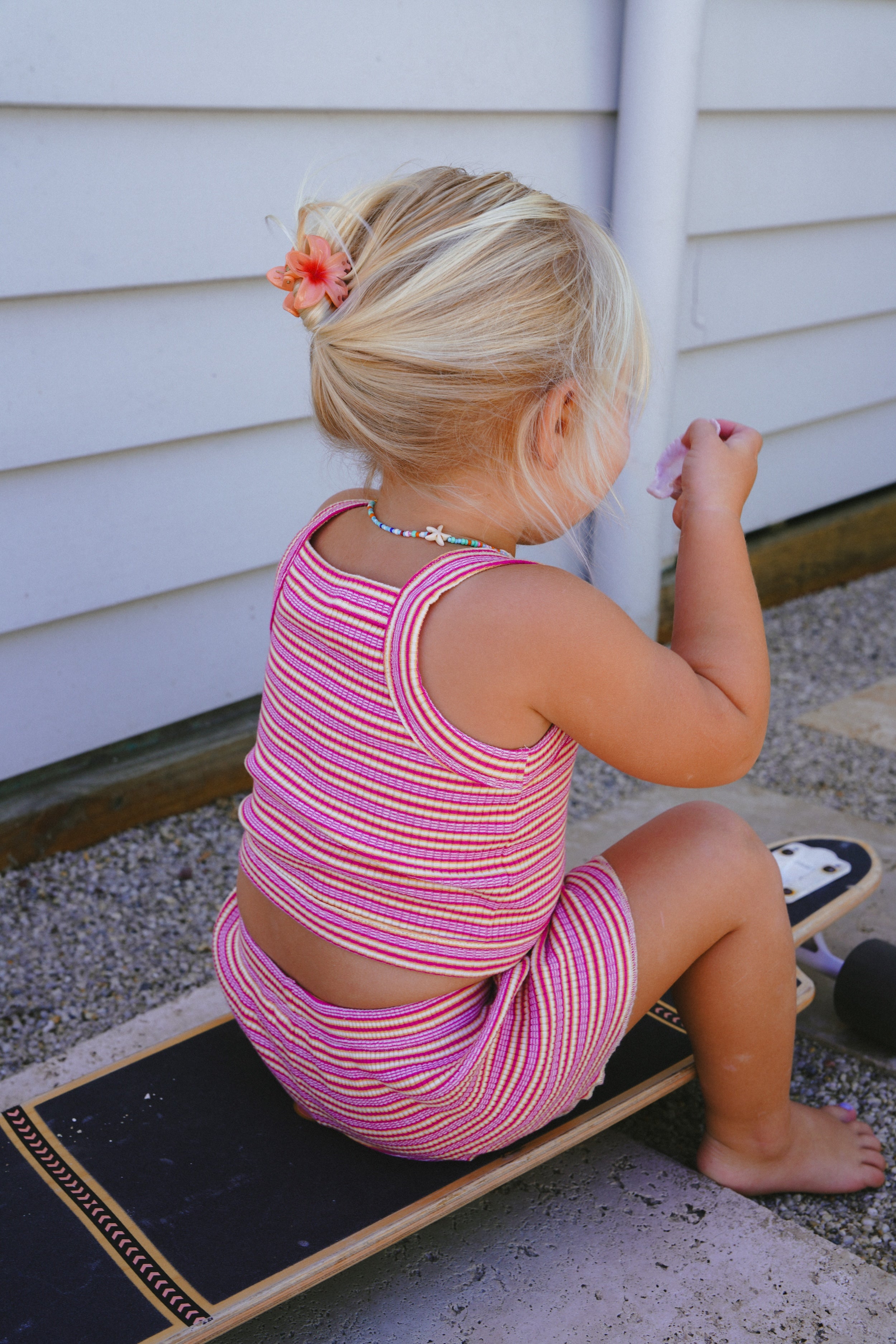 Cleo Rib Set - Raspberry stripe