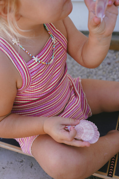 Cleo Rib Set - Raspberry stripe