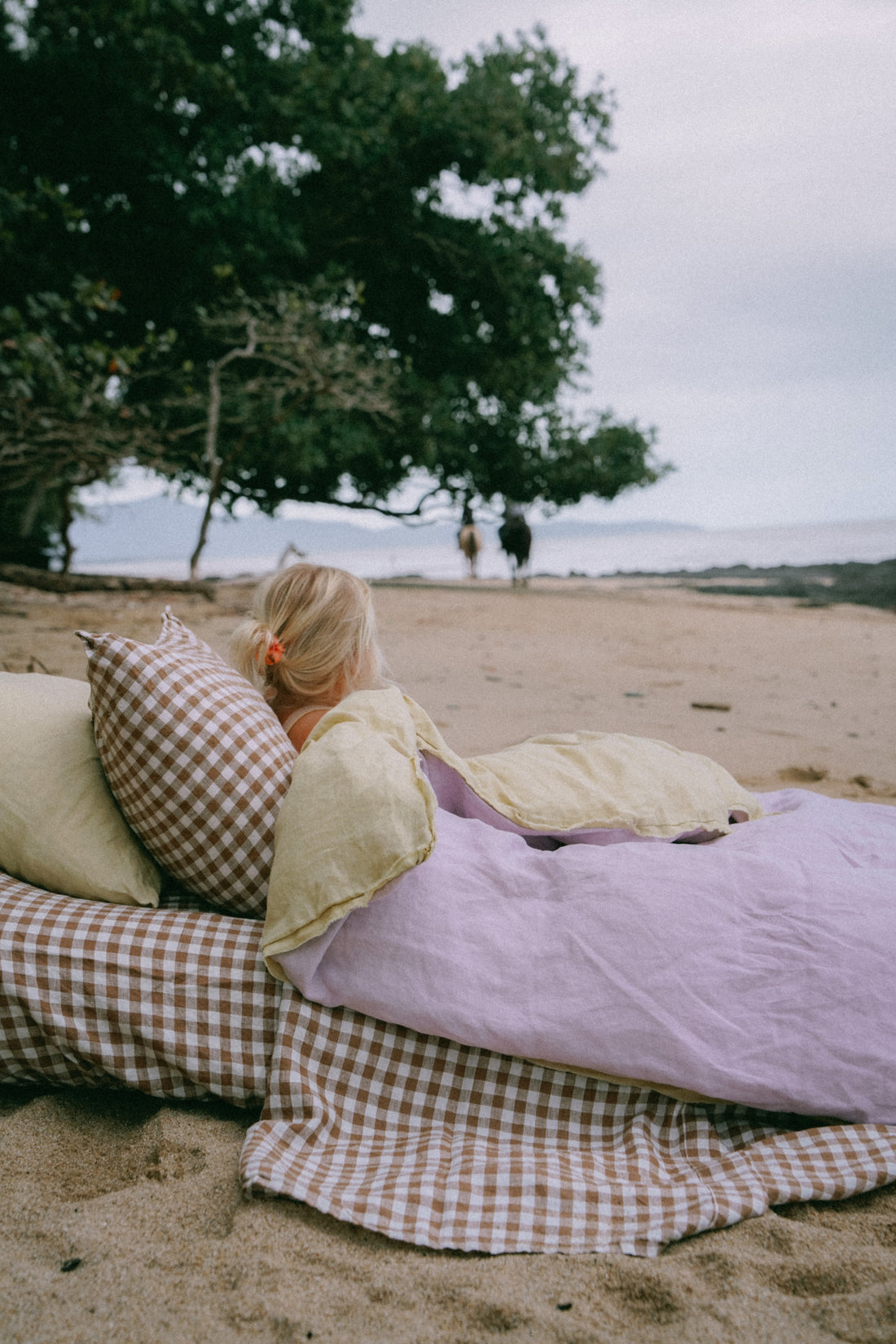 Pure Linen Quilt Cover | Orchid and Honeydew