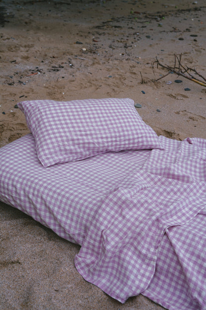 Pure Linen Children Sheet Sets | Lilac Gingham