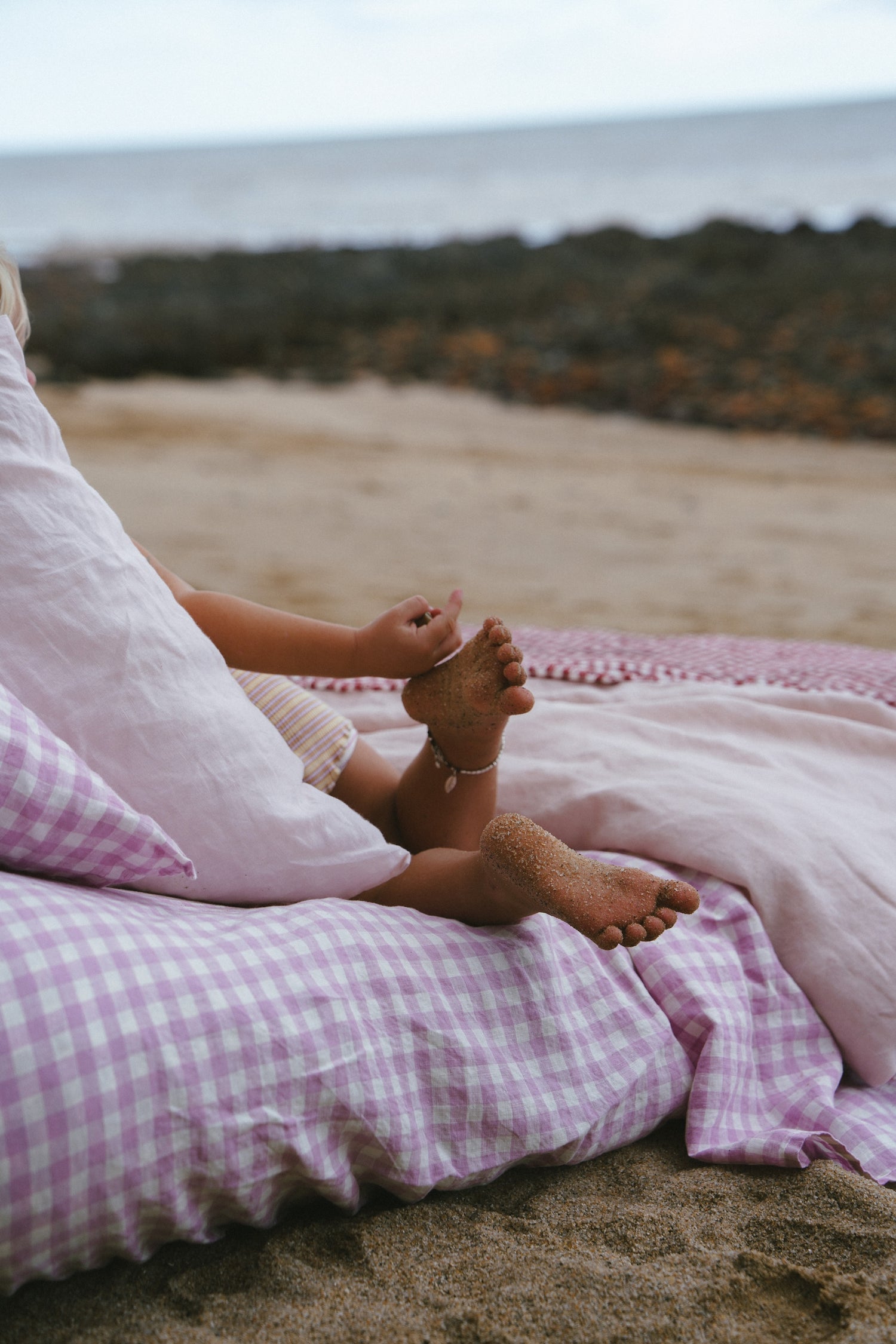 Pure Linen Children Sheet Sets | Lilac Gingham