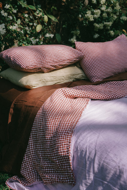 Pure Linen Quilt Cover | Mulberry and Orchid