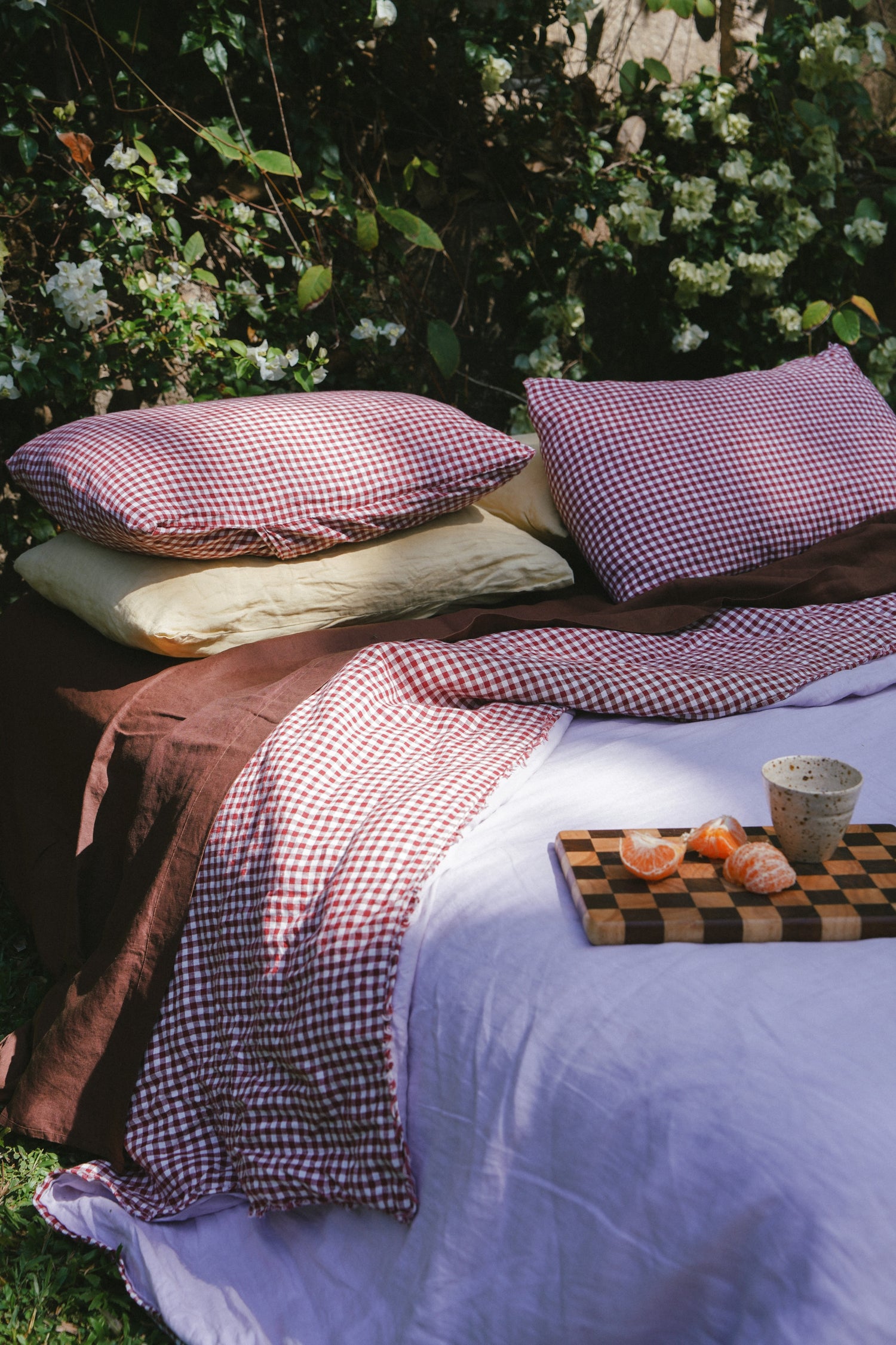 Pure Linen Quilt Cover | Mulberry and Orchid