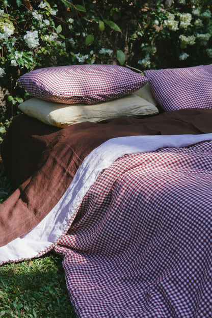 Pure Linen Quilt Cover | Mulberry and Orchid