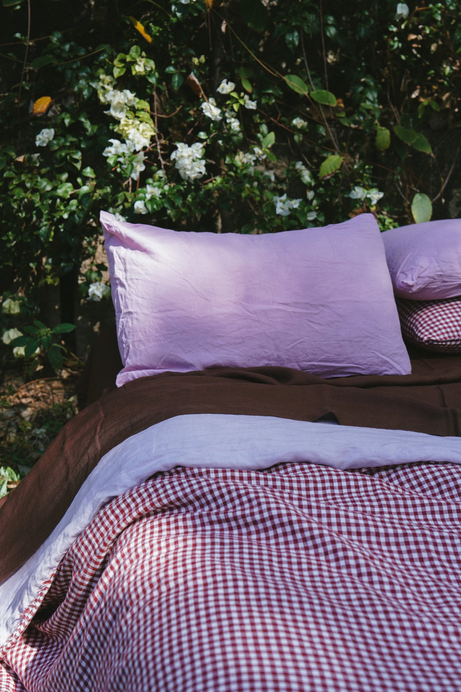 Pure Linen Quilt Cover | Mulberry and Orchid