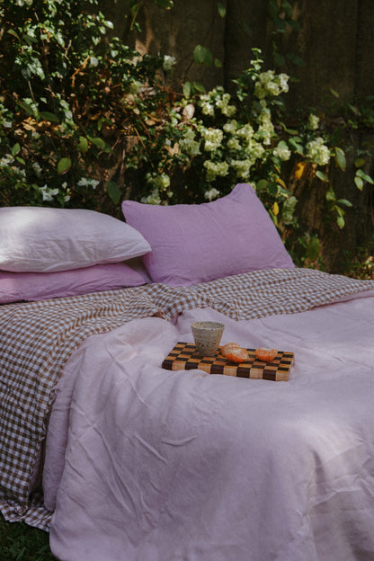 Pure Linen Quilt Cover | Coco Gingham and Apricot