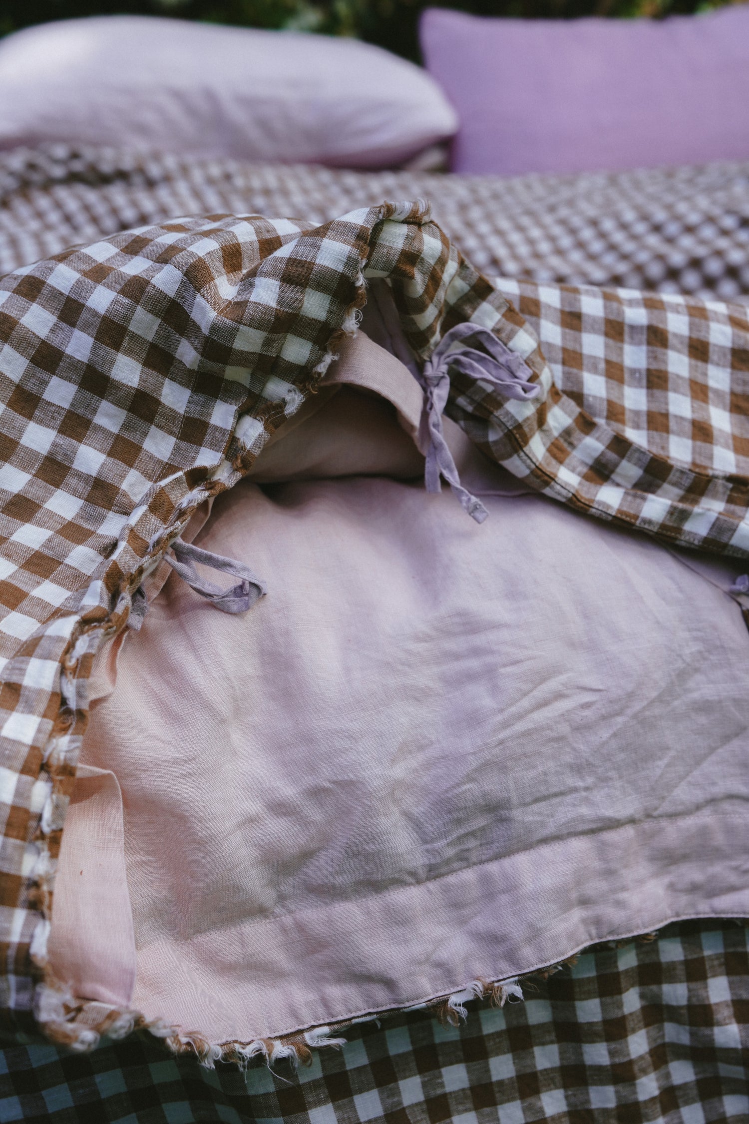 Pure Linen Quilt Cover | Coco Gingham and Apricot