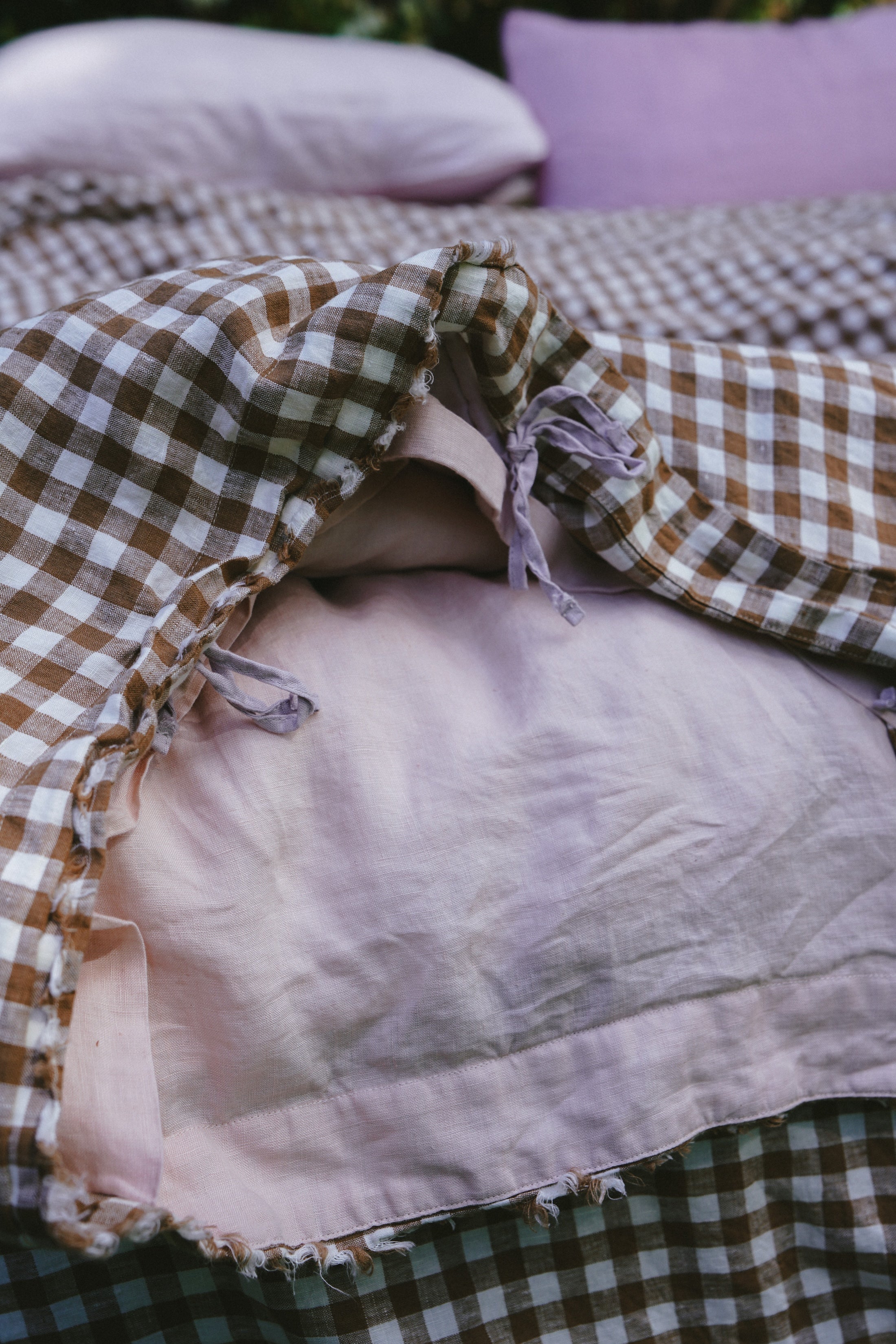 Pure Linen Quilt Cover | Coco Gingham and Apricot