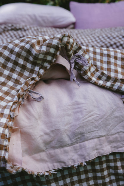 Pure Linen Quilt Cover | Coco Gingham and Apricot