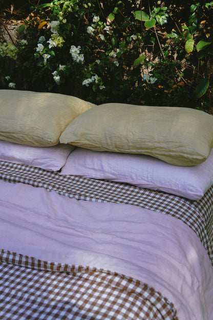 Pure Linen Quilt Cover | Coco Gingham and Apricot