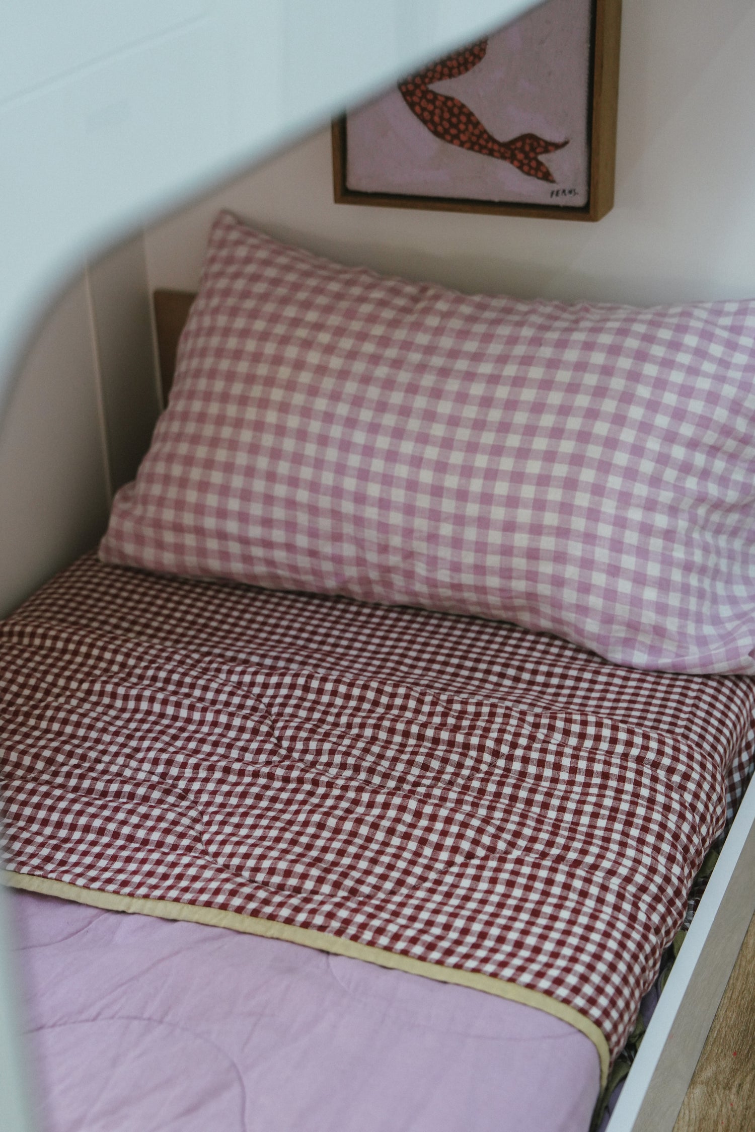 Lilac Gingham Linen Pillow Slip