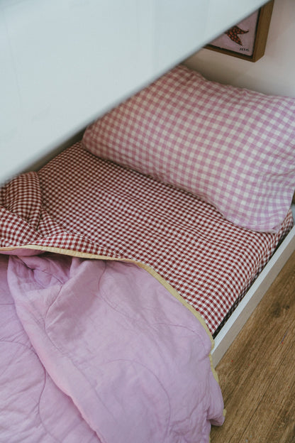 Pure Linen CARAVAN BUNK Fitted Sheet | Mulberry Gingham