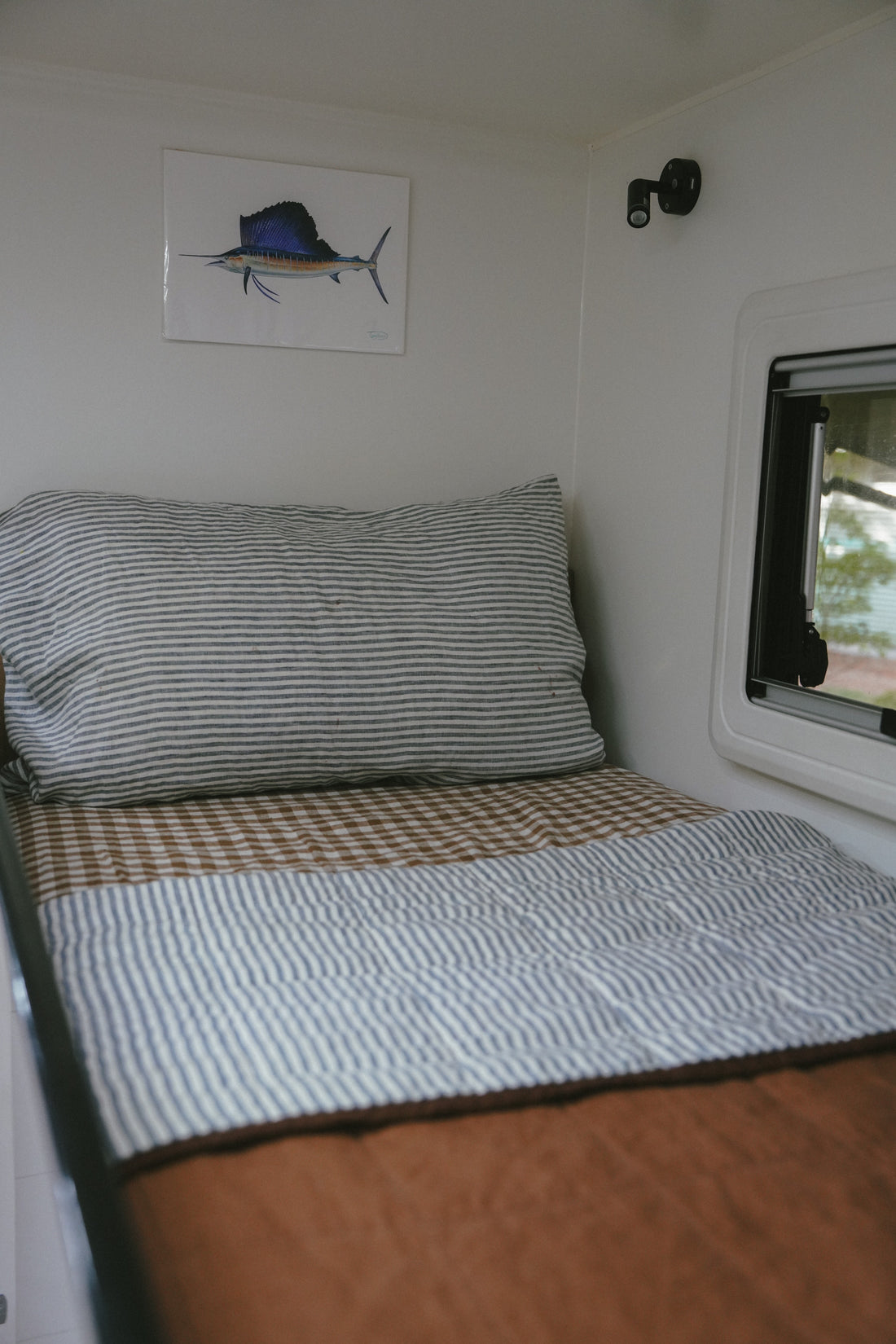 Pure Linen CARAVAN BUNK Fitted Sheet | Coco Gingham