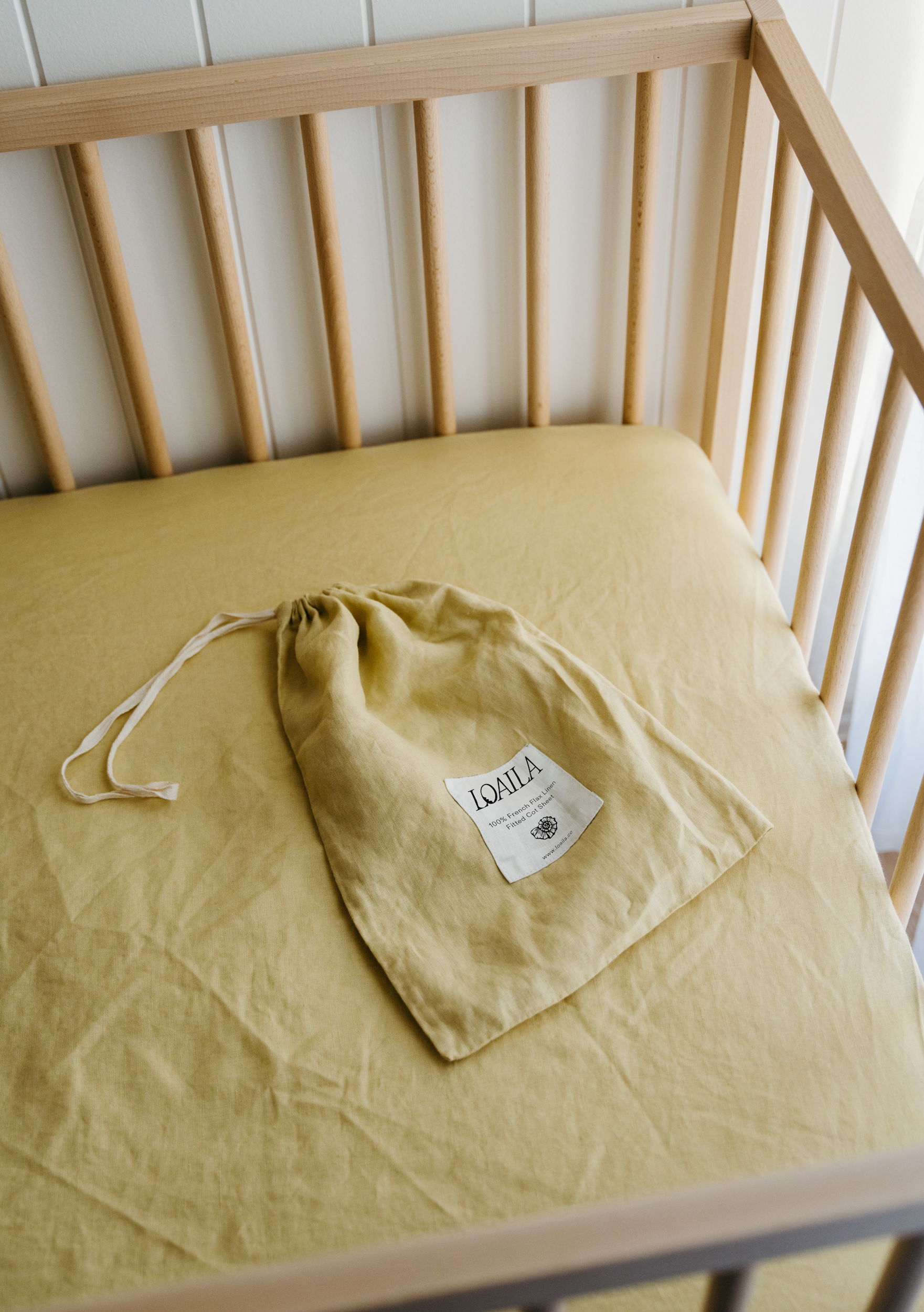 Honeydew Linen Cot Sheet