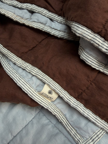 Pure Linen CARAVAN BUNK Quilt | Cocoa and Mist