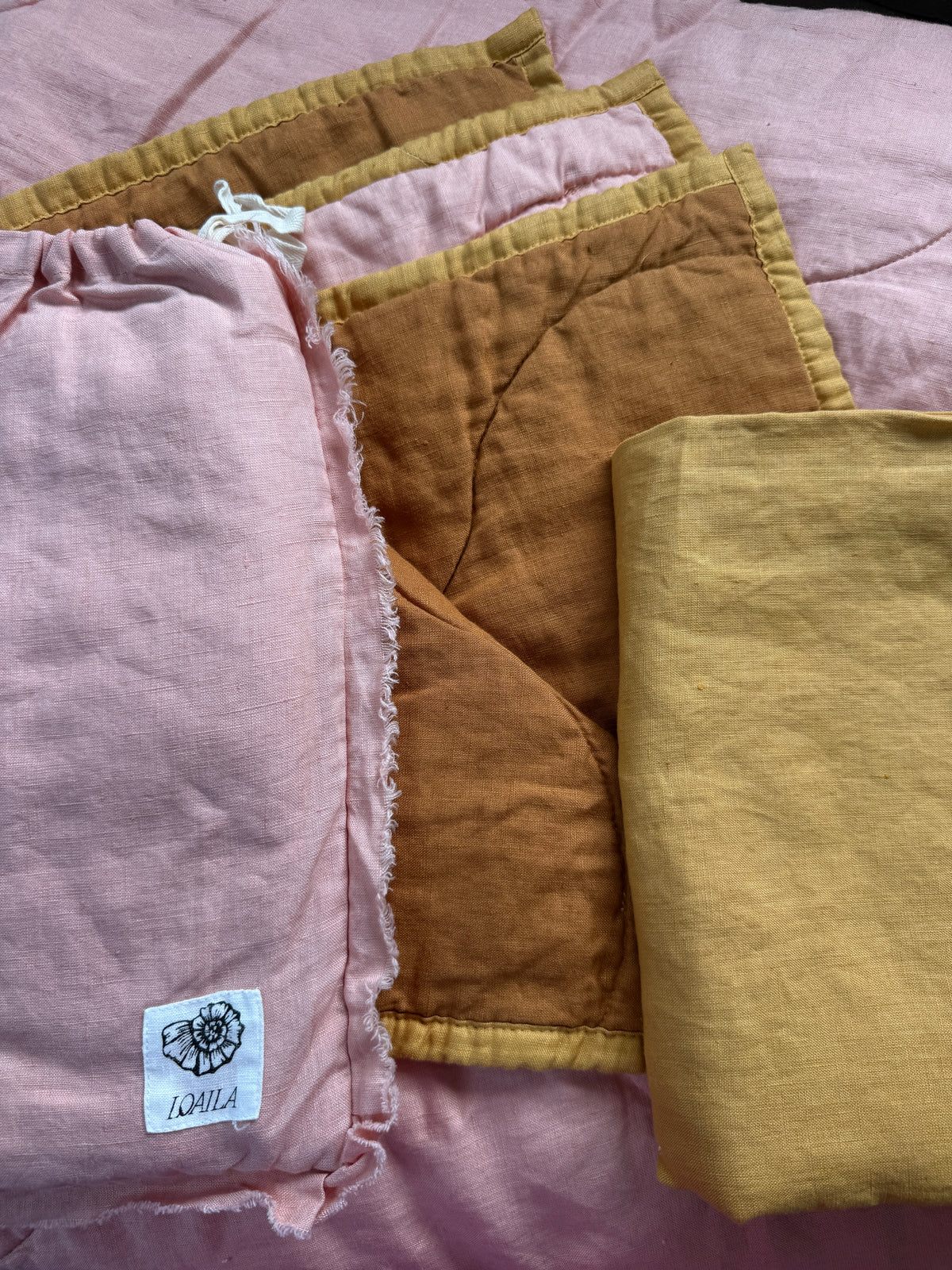 Pure Linen CARAVAN BUNK Quilt | Musk and Clay