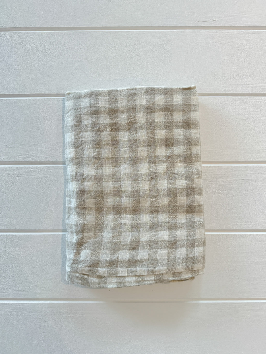 Beige Gingham Linen Pillow Slip