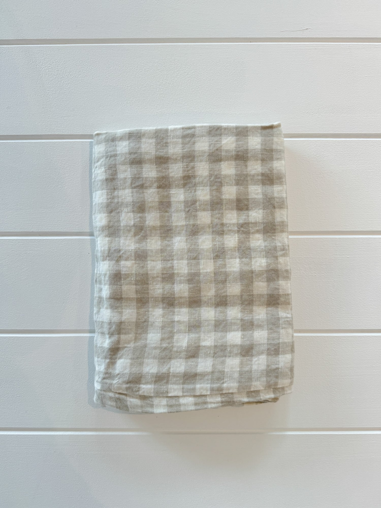 Beige Gingham Linen Pillow Slip