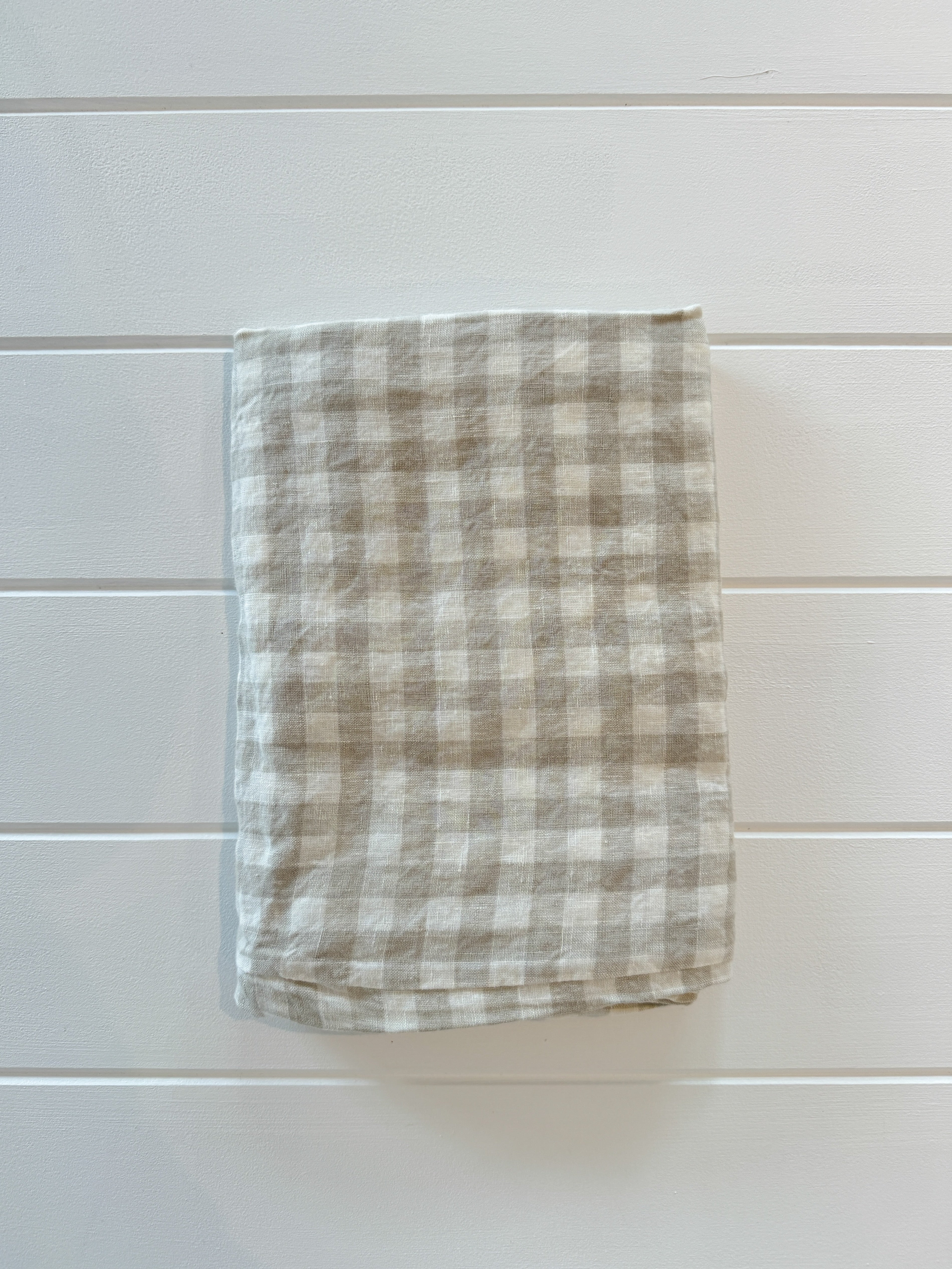 Beige Gingham Linen Pillow Slip