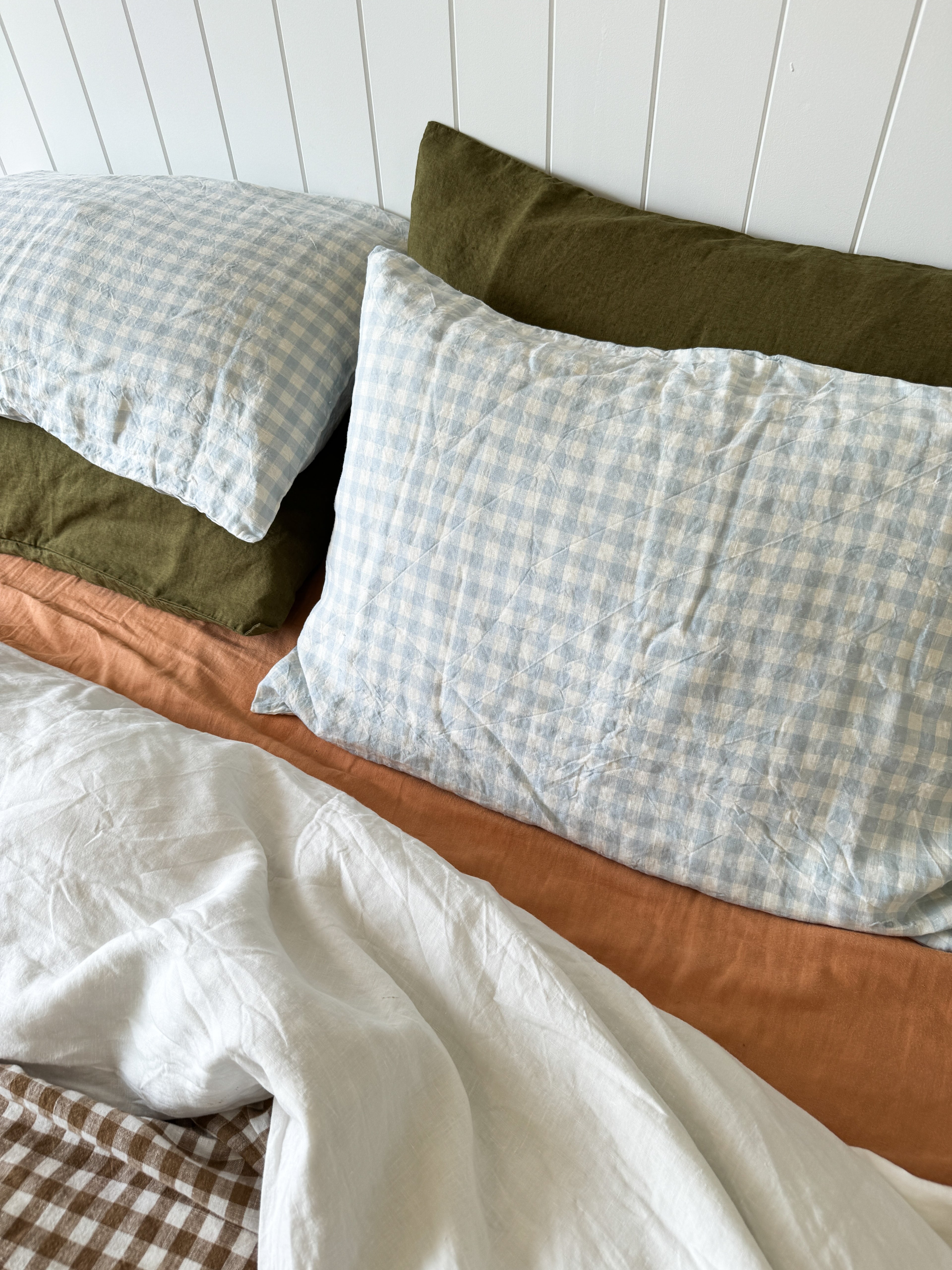 Sky Gingham Linen Pillow Slip