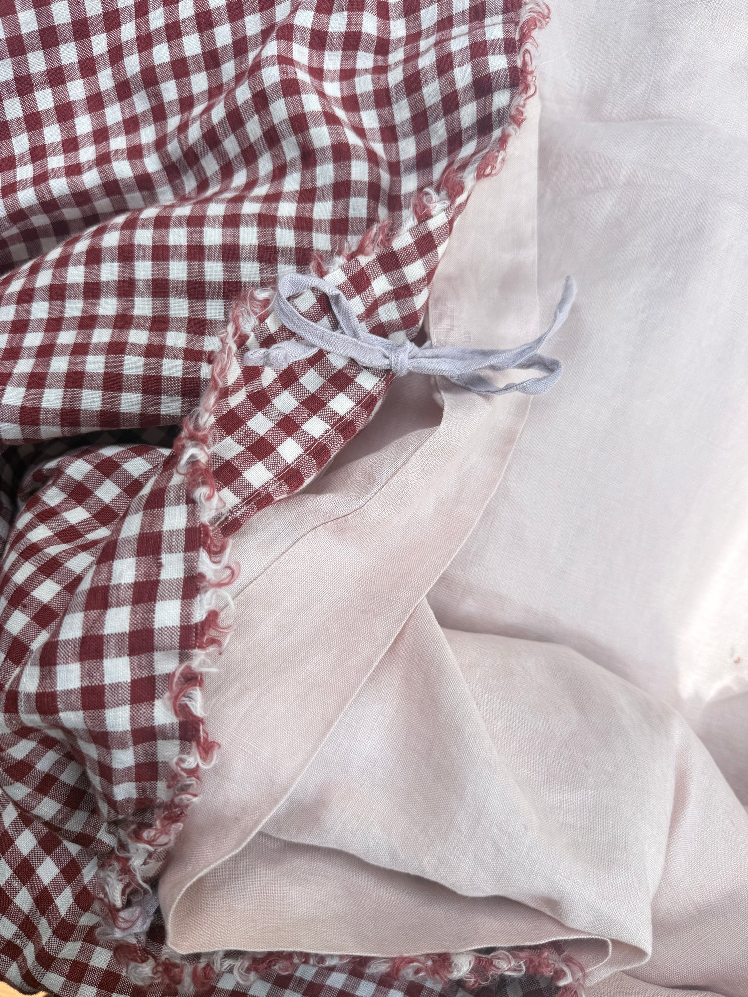 Pure Linen Quilt Cover | Mulberry Gingham and Apricot