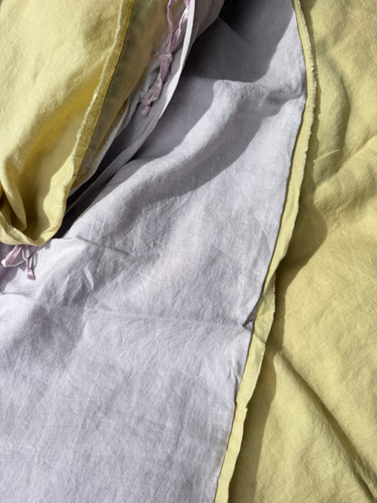 Pure Linen Quilt Cover | Orchid and Honeydew