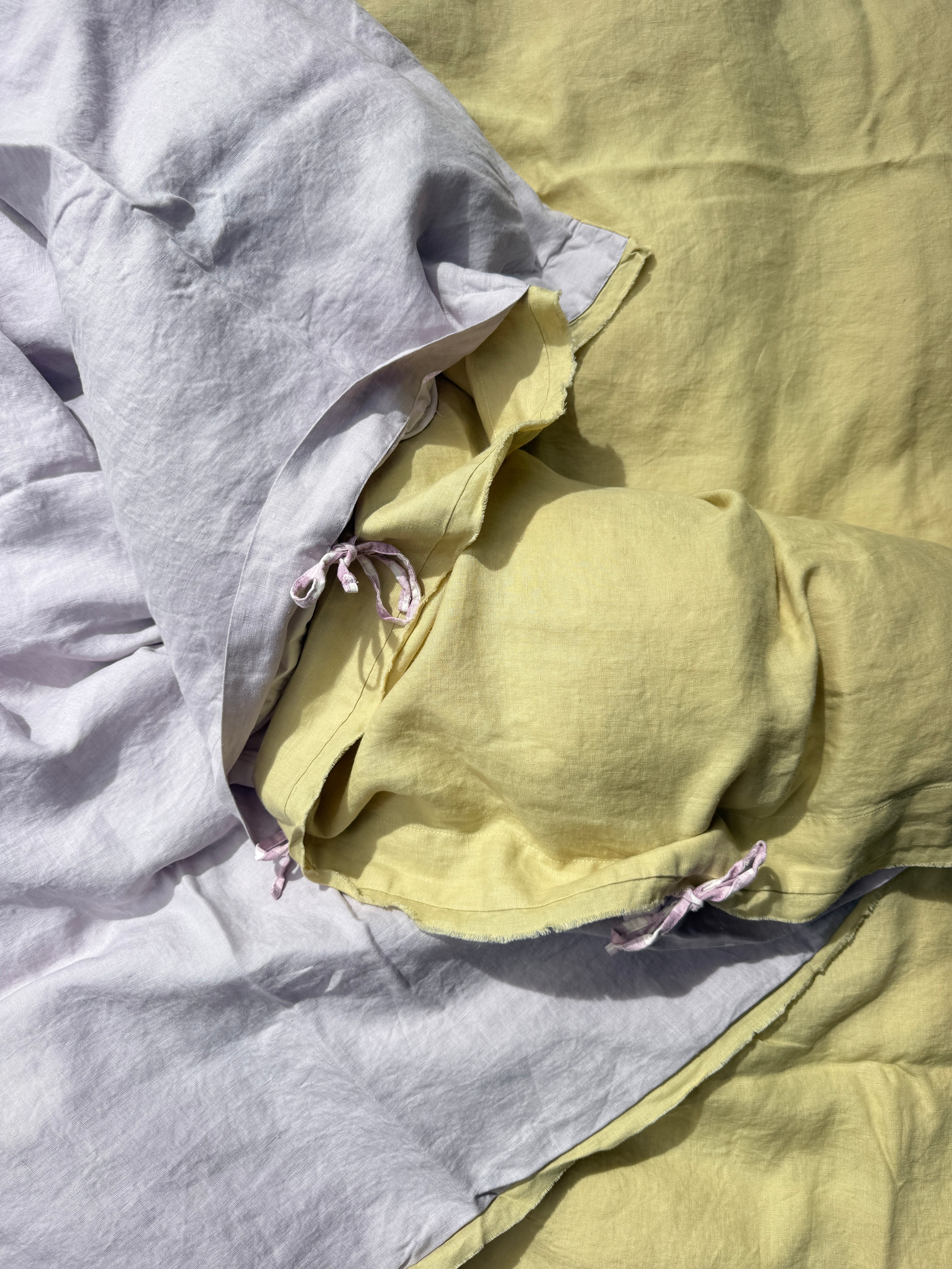 Pure Linen Quilt Cover | Orchid and Honeydew