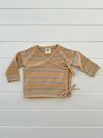 Essential Wrap Cardigan - blue stripe