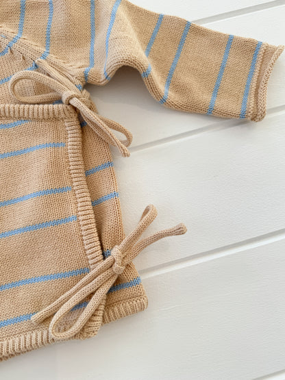 Essential Wrap Cardigan - blue stripe