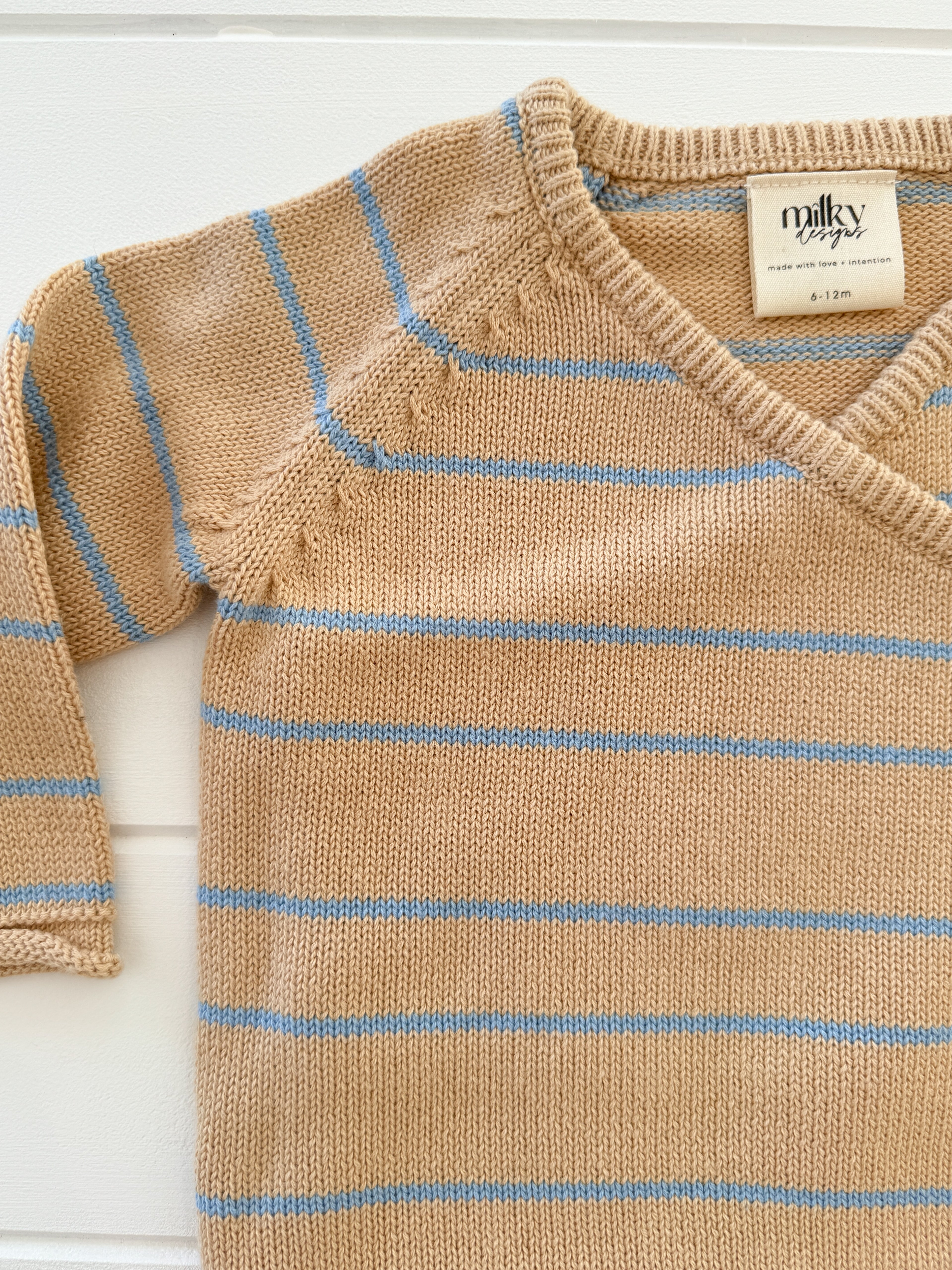 Essential Wrap Cardigan - blue stripe