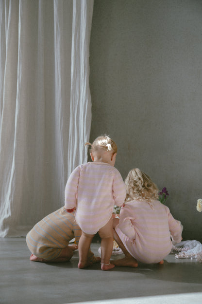 Essential Wrap Romper - pink and peach